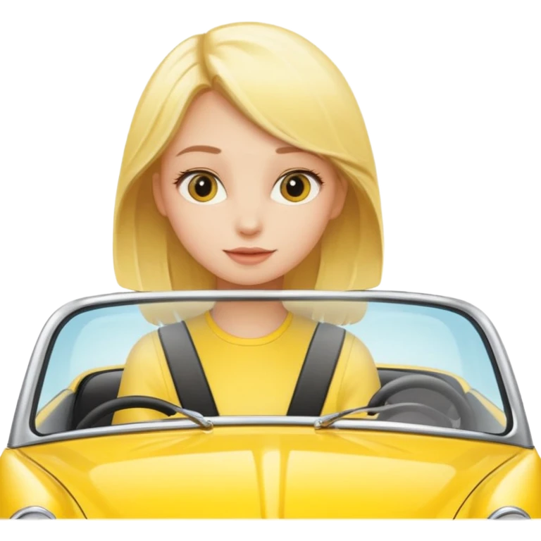 blonde girl in bright yellow car emoji
