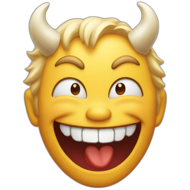 A combination of a laughing sticker and a devil sticker. emoji