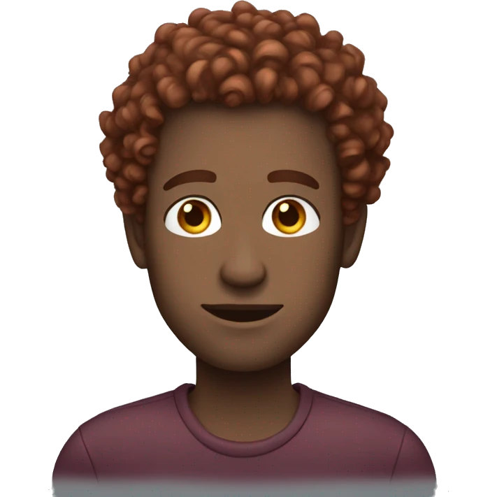  man with freckles, burgundy curly hair fade  emoji