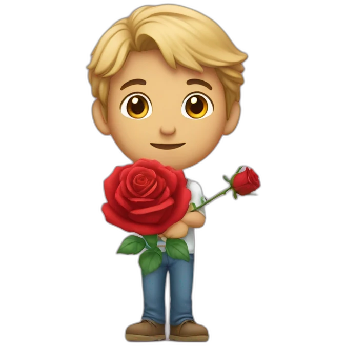 Un garçon qui tient une rose emoji