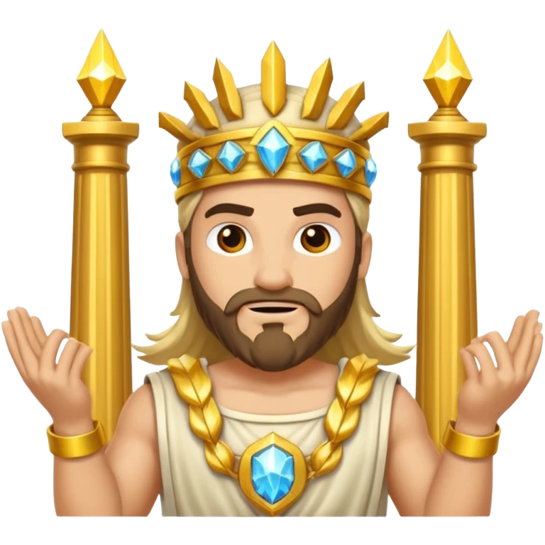 Gates of Olympus slot emoji with Zeus holding lightning bolts, golden columns, and sparkling gems emoji