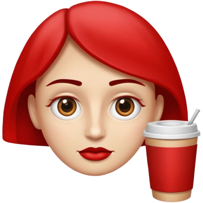 Una figura roja con cabeza cuadrada y cuerpo de rectángulos con cara con dos ojos negros como puntos y cejas preocupadas sin boca y que tenga como una especie de polvo café en la cabeza emoji