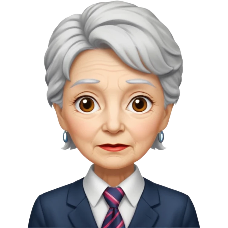 Very old women with Necktie.more smudges on face, different hair style. emoji