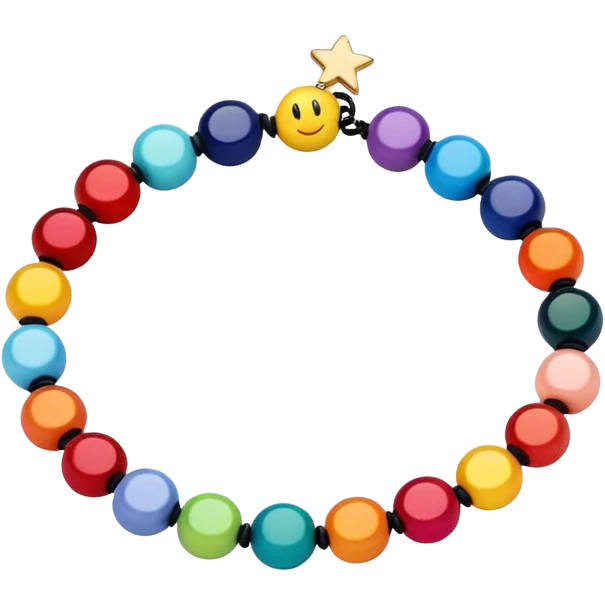 colourful round beaded bracelet with some star beads emoji