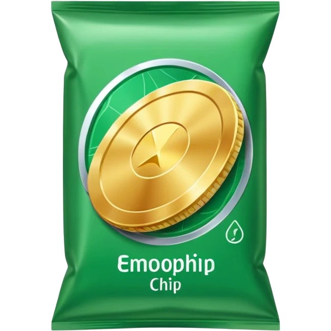 green pacaged chip with a chip image on it without writing emoji