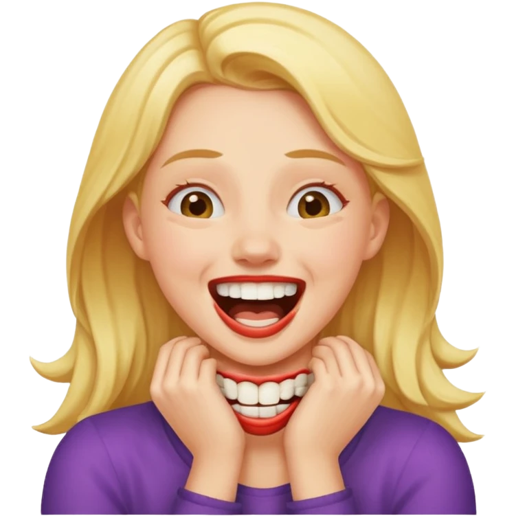 Girl choking herself laughing  emoji