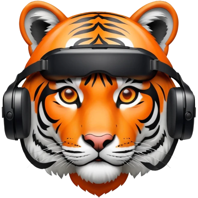 tiger face wearing VR headset for Twitch emote emoji