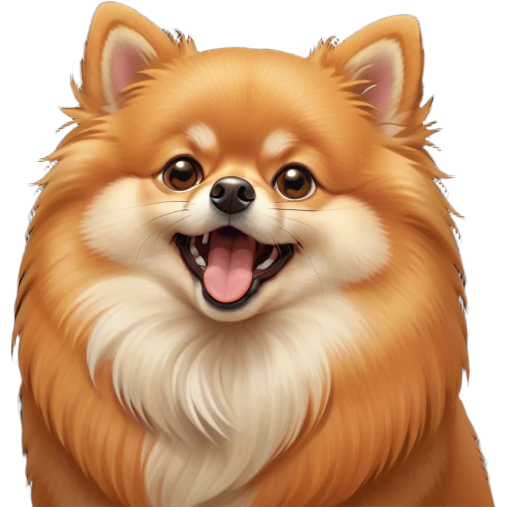 Cinematic Cute Yawning Orange Pomeranian Portrait Emoji, Head tilted slightly with a dramatic, wide-open yawn, showcasing a soft, fluffy orange Fur with a subtle shimmer, floppy ears slightly drooping, round brown eyes barely open in drowsy contentment, Simplified yet irresistibly adorable features, highly detailed, glowing with a soft, cozy glow, high shine, relaxed yet expressive, stylized with a touch of whimsy, bright and endearing, soft glowing outline, capturing the essence of a sleepy yet affectionate companion, so drowsy it feels like it could stretch right out of the screen and curl up for a nap! emoji