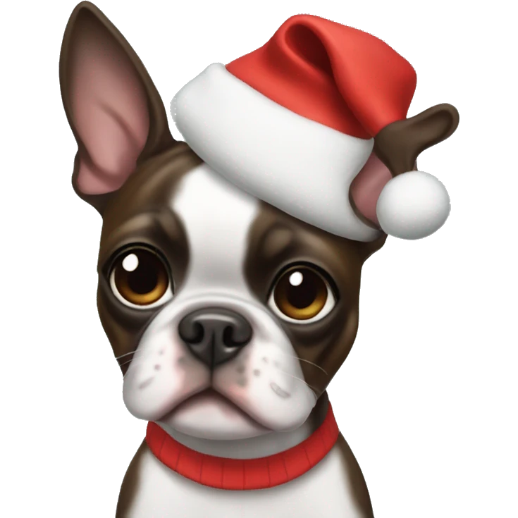 Boston terrier wearing a reindeer outfit  emoji