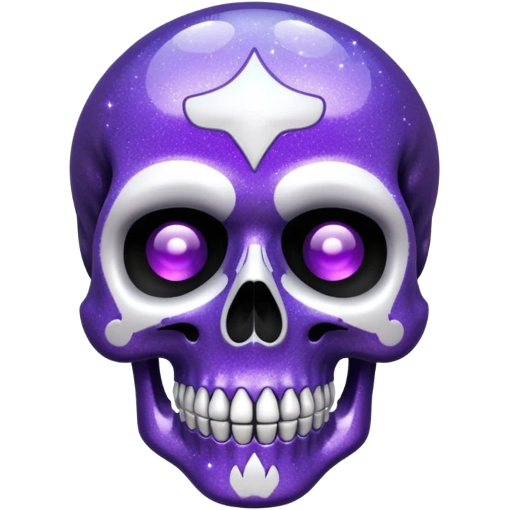 Glitter Purple and White Skull emoji