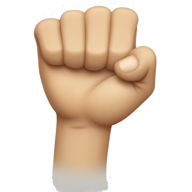 the hand is in a fist shape and the thumb is between the index finger and the middle finger emoji
