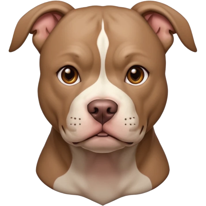 Large taupe colored pit bull with an adorable face emoji