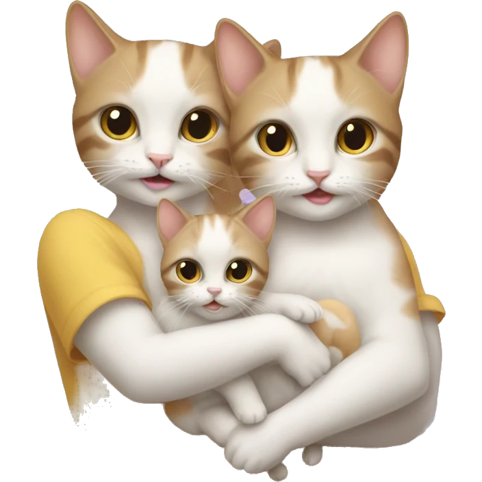 two girl cats holding babies emoji