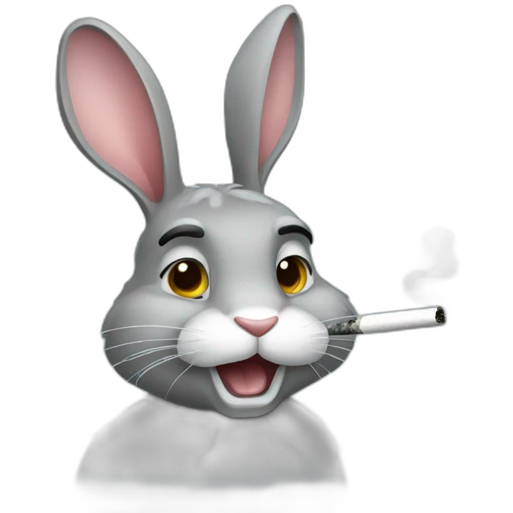 a smoking grey rabbit emoji