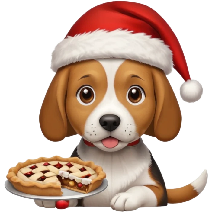beagle in the santa hat eating a pie emoji