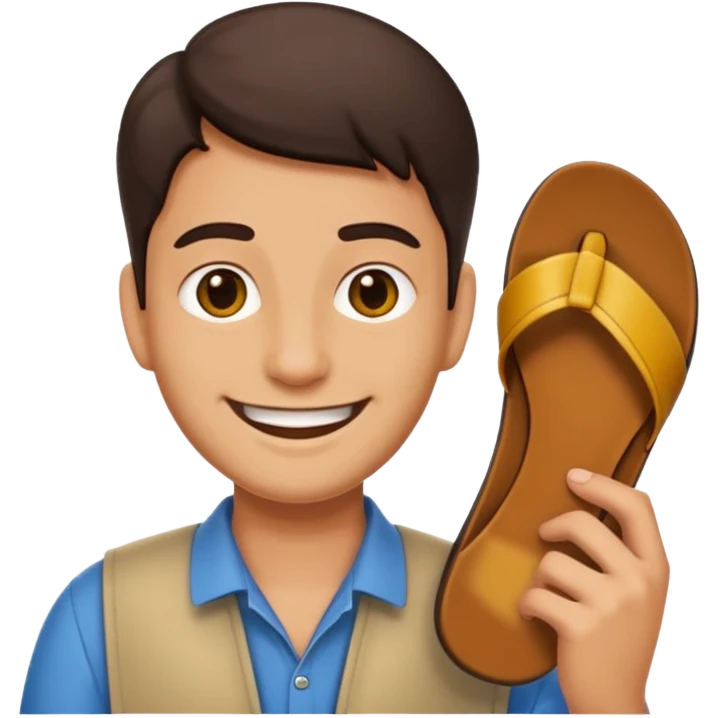 Smile, emoji, holding a chappal emoji