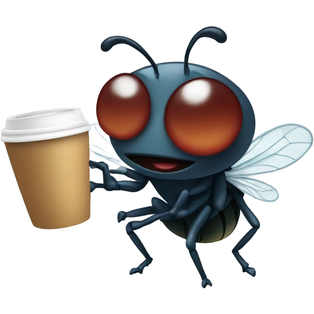 Fly holding coffee cup emoji