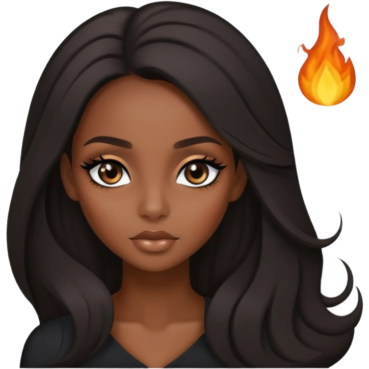 Black girl + with smoky eye+ with long 3b hair  emoji