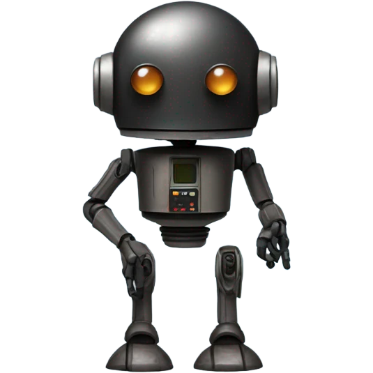 Person who is a droid with mounted lasers on their head with dark skin and a big nose full body picture emoji