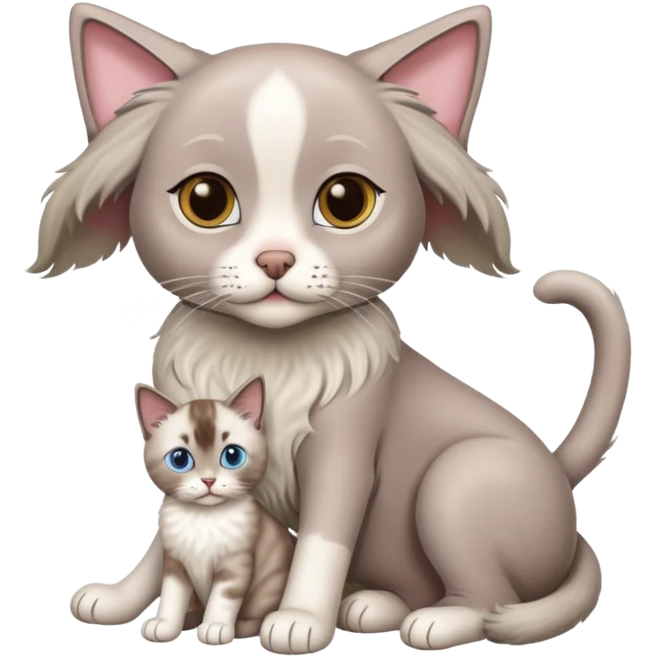weimaraner with a ragdoll cat emoji