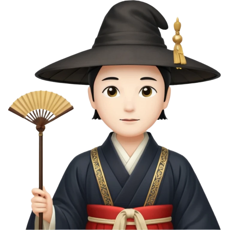 Japanese Court Lord Elegant noble in long robes with tall hat, white 
 emoji