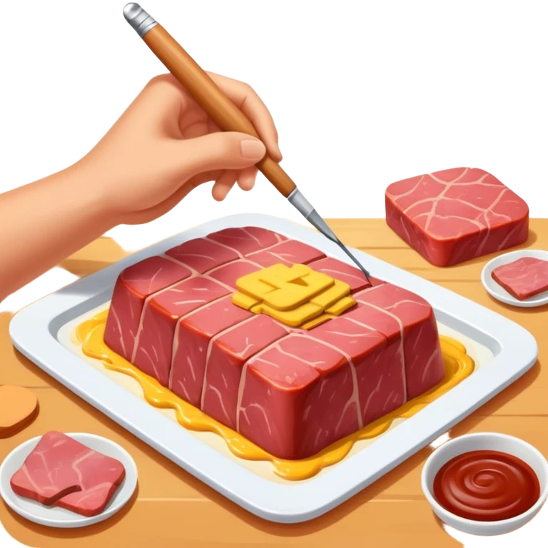 artist painting a SPAM meat landscape  emoji