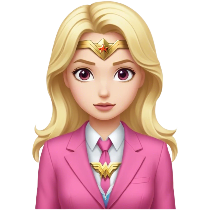 Blond girl pink suit wonder woman emoji
