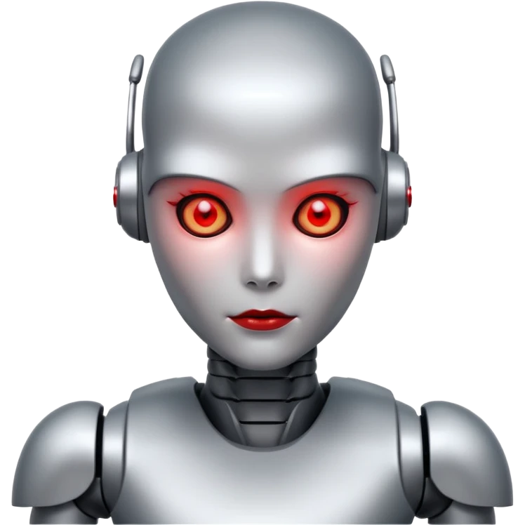 An AI humanoid robot looking evil emoji
