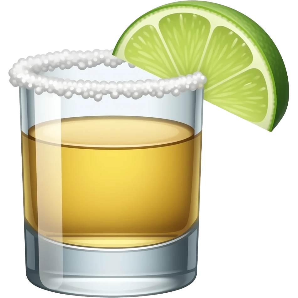 salted rim, shot of tequila with 1 lime wedge emoji