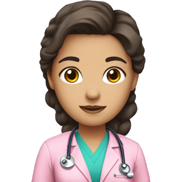 Cute brunette doctor with pink scrubs  emoji