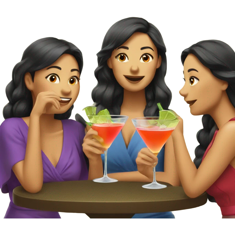 Three kaukasian women drinking cocktails emoji