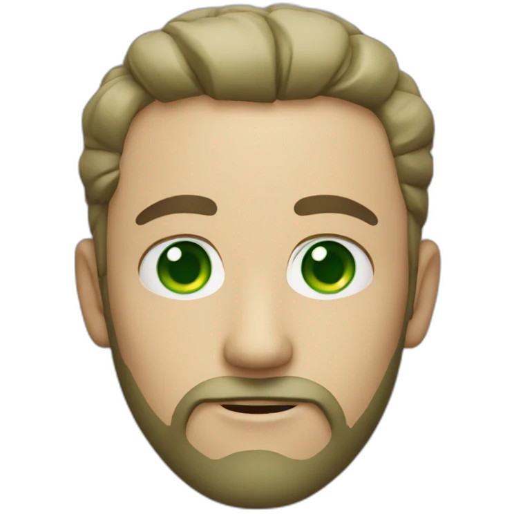 white man with beard and green eyes wants help emoji
