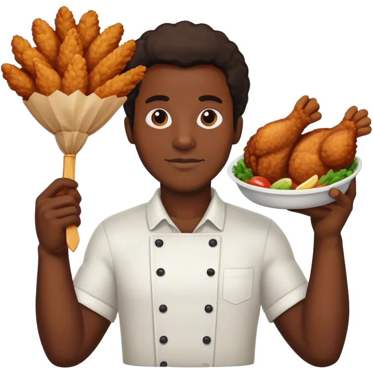 Black man holding fried chicken  emoji