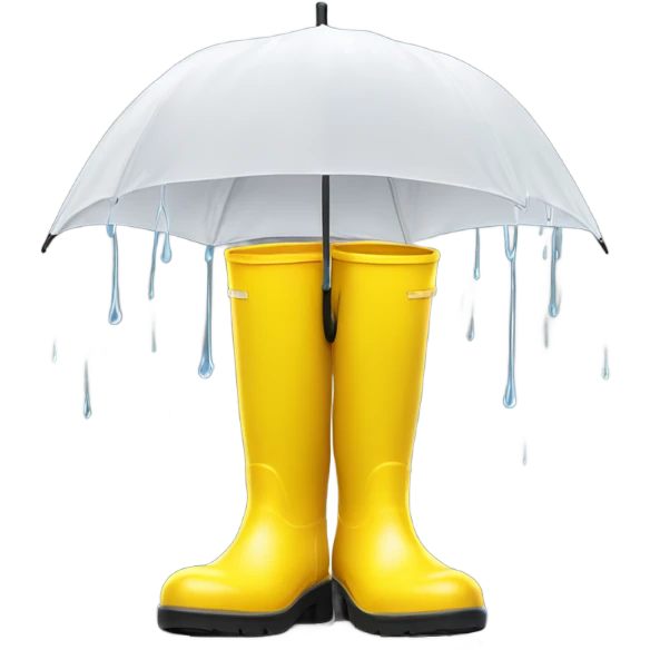 White Moodle wearing yellow rain boots emoji