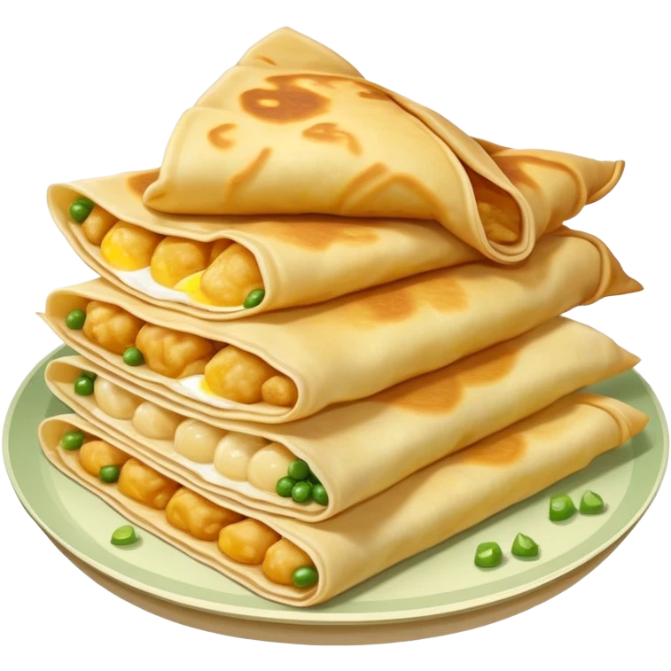 Chinese jianbing crepe street food with soft muted colors emoji