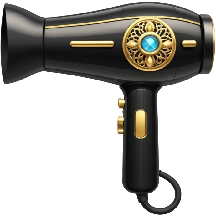 black blow dryer covered in jewelry emoji