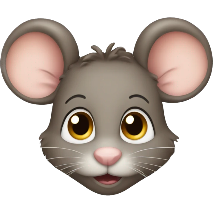 mouse with brown curly hair and lashes and lips emoji