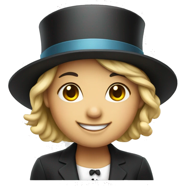 smiling girl in top hat emoji