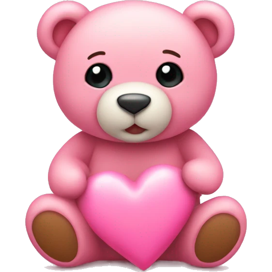 pink cute teddy bear sending hearts and love emoji