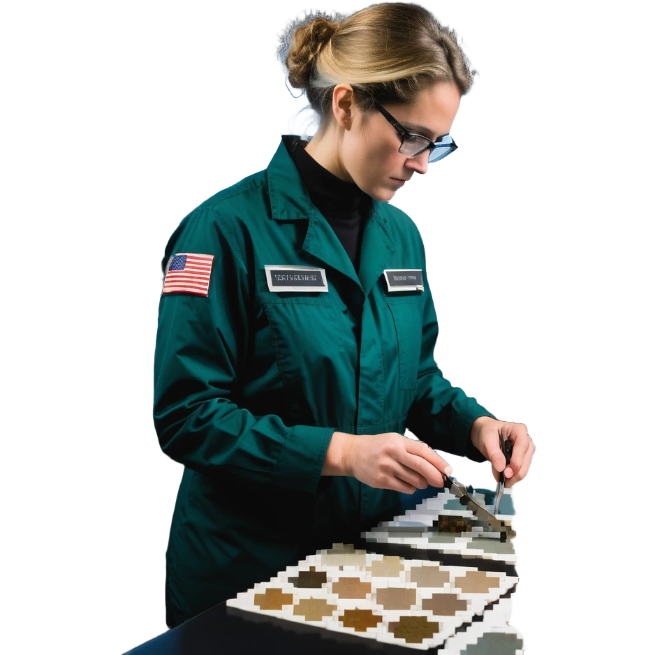 Marine geologist with scientific tools studying ocean floor samples on ship emoji