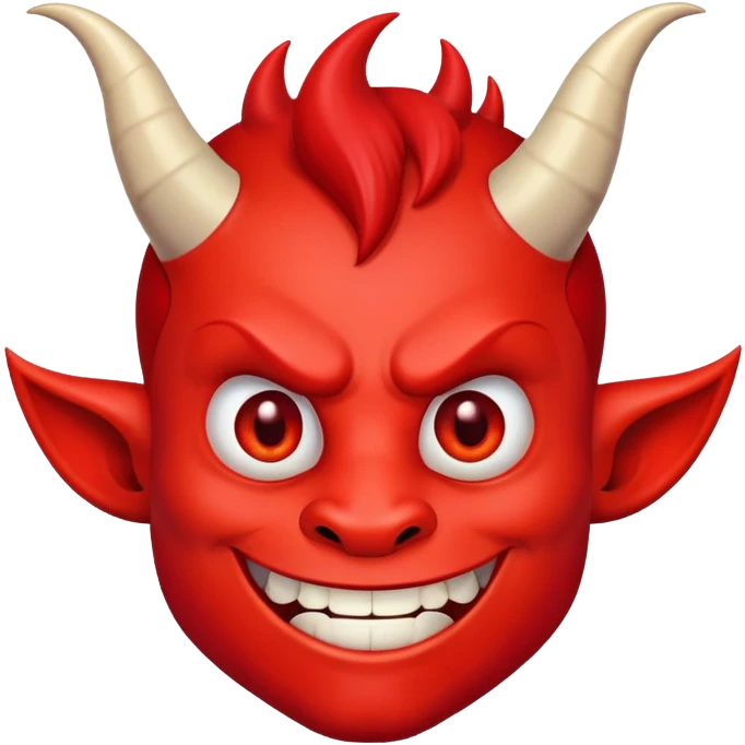 Mischievous red devil with pointy horns and smirk emoji