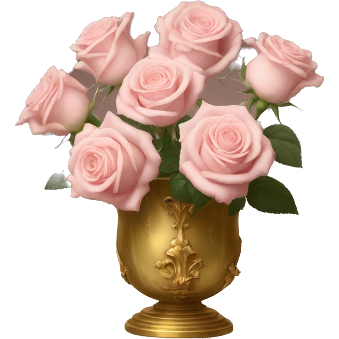 Pale Pink roses in gold roccoco vase emoji