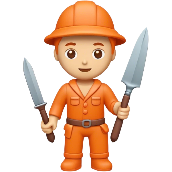 Clay figurine icon, small figure made of colorful modeling clay, sculpting tools like knife and shaping tools, minimalistic style, clean lines, transparent background. emoji