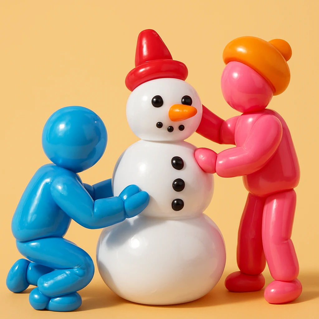 people making a snowman emoji