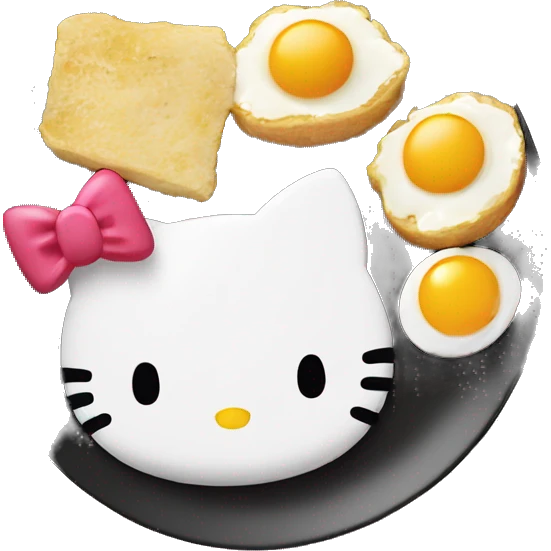 Hello kitty scrambled eggs on plate  emoji