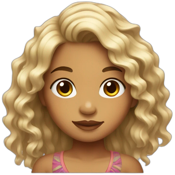 Polynesian girl with wavy hair emoji