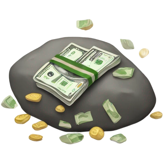 Rocks with cash around it emoji