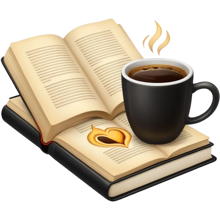 A normal sized coffee next to an open book emoji