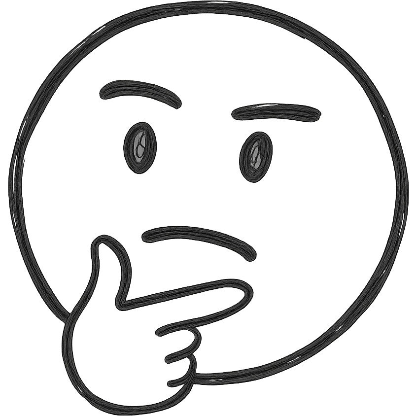 thinking face, sketchy lines, casual feel emoji