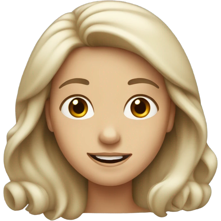white woman with brown long wavy hair wink emoji